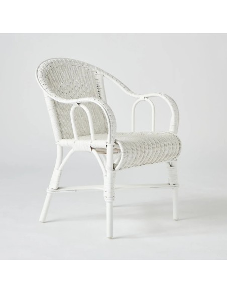 Fauteuil en rotin tressé laqué blanc collection primavera