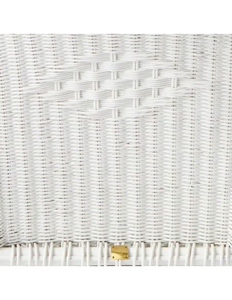 Tressage motif damier fauteuil primavera rotin laqué blanc