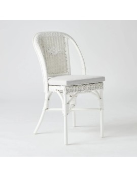 Coussin d'assise pour chaise en rotin laqué blanc collection Primavera