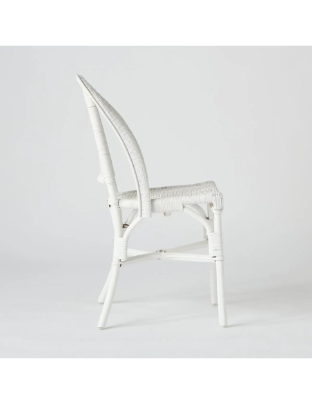 PRIMAVERA chair profile in white lacquered woven rattan