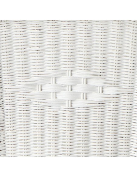 Détail tressage en diamant sur chaise en rotin laqué blanc collection primavera