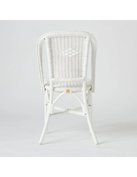 Vue dos dossier chaise en rotin tressé laqué blanc collection Primavera à retrouver chez KOK maison