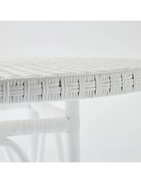 Zoom tressage rotin plateau tissé laqué blanc collection Primavera chez KOK maison