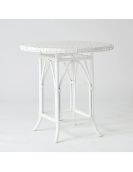 Table en rotin tressé laqué blanc Primavera