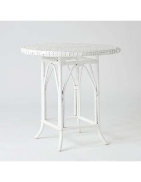 Table en rotin tressé laqué blanc Primavera