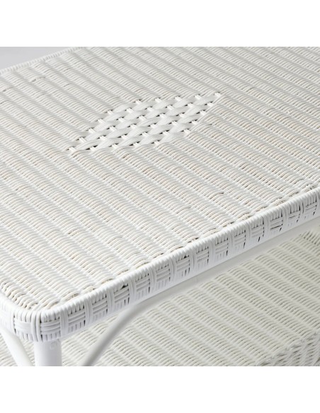 zoom plateau en rotin tressé laqué blanc collection PRIMAVERA à retrouver chez KOK MAISON