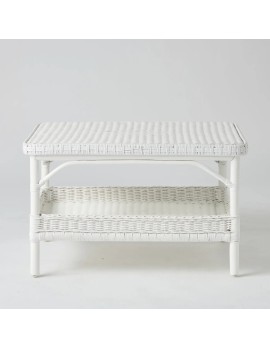 Rectangular coffee table in white lacquered woven rattan from the Primavera collection 2