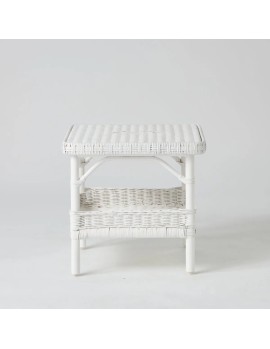 Square coffee table in white lacquered rattan from the PRIMAVERA collection 2