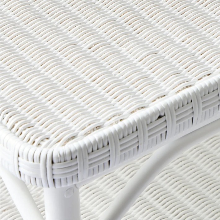 Zoom tressage rotin laqué blanc table basse collection PRIMAVERA