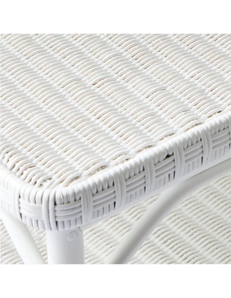 Zoom tressage rotin laqué blanc table basse collection PRIMAVERA