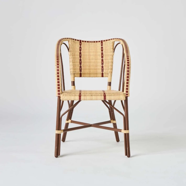 Front view of woven resin garden table chair from the Belle Epoque collection at Kok Maison