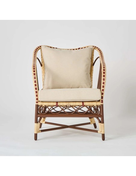 Front view of BELLE EPOQUE outdoor sofa in woven resin imitation rattan