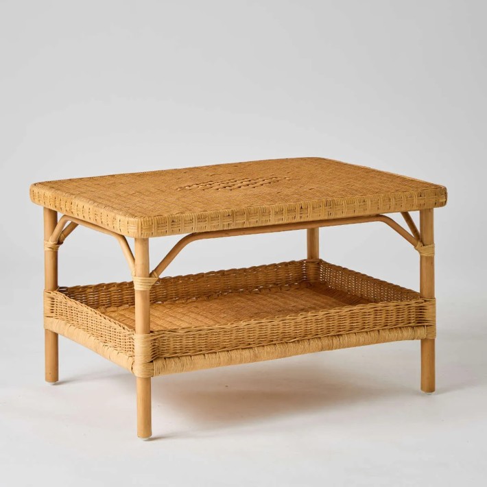 NANTUCKET rectangular honey-coloured rattan coffee table