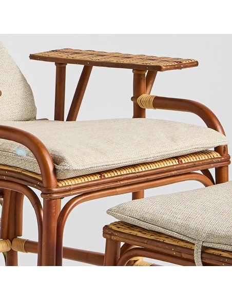 Detail of the BAGATELLE chaise longue cushion with grey chenille fabric, reference T597, at KOK MAISON