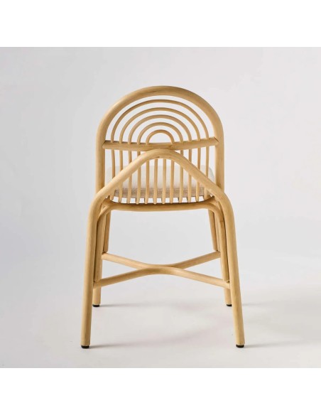 Vue de dos dossier chaise en rotin Sillon avec coussin. Rotin contemporain et design français chez Kok Maison