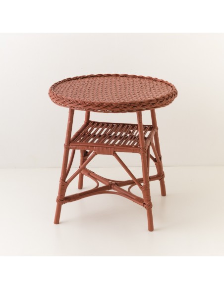 Mélina lacquered wicker table with woven top