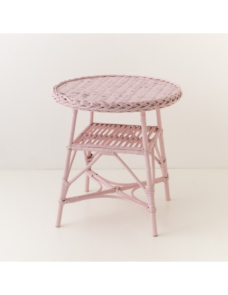 Mélina lacquered wicker table with woven top