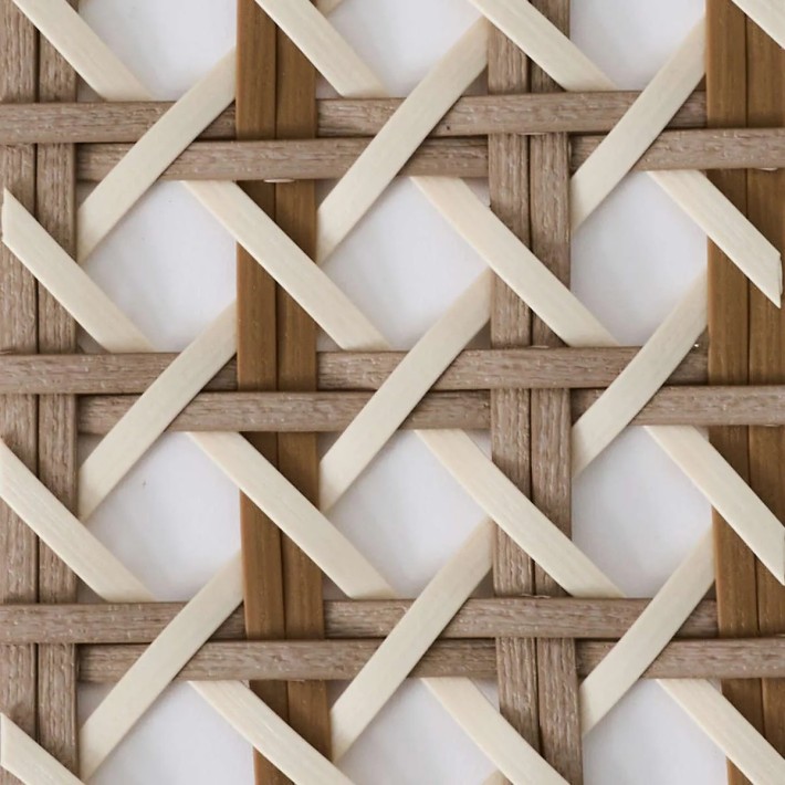 Close-up detail of 3-colour resin weave sample from the ANTIBES RECIF collection