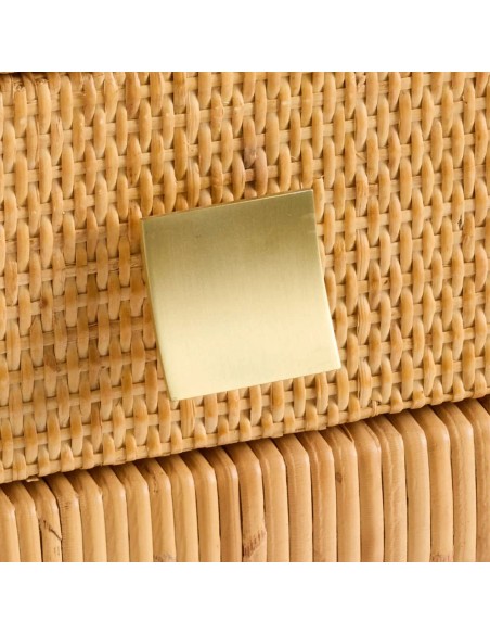 Zoom gold-coloured brass handles on SAIGON 3-drawer rattan chest of drawers
