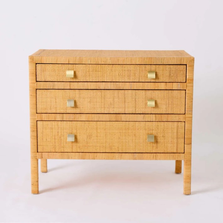 Front view of 3-drawer rattan chest of drawers from the SAIGON collection