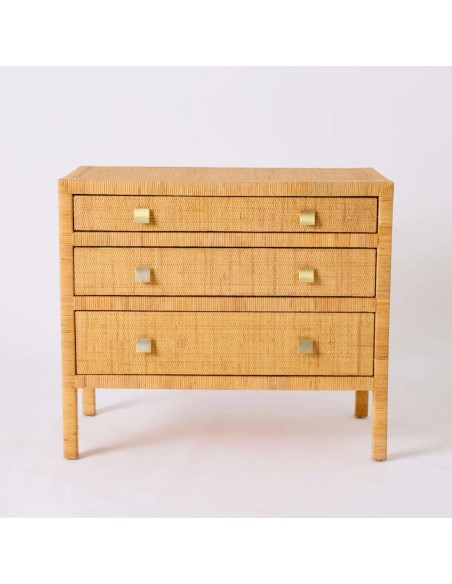 Vue de face commode 3 tiroirs rotin collection SAIGON