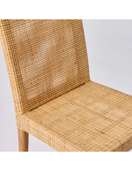 Détail de l'assise de la chaise en cannage de rotin Saïgon