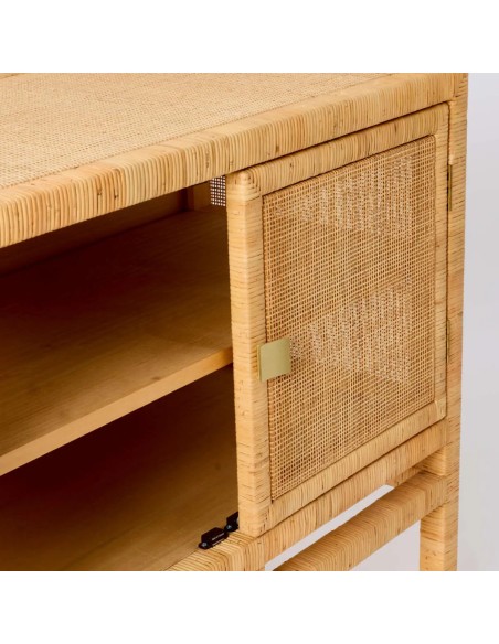 Interior view of 2-door rattan cane sideboard from the Saigon collection by Kok Maison