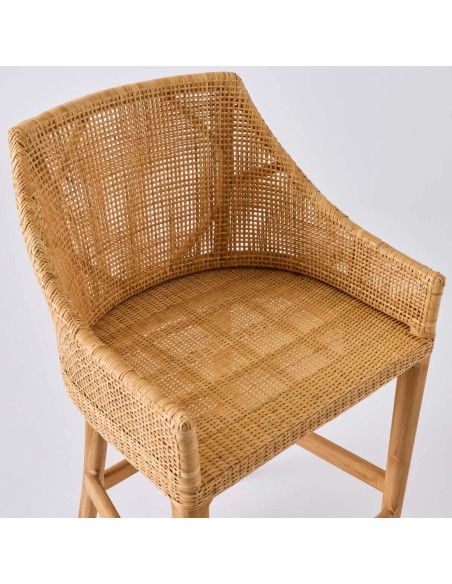 Rattan bar stool seat from the Saigon collection by Kok Maison