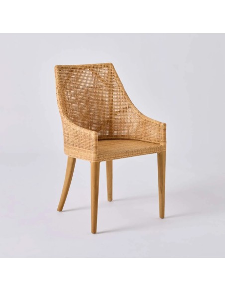 Fauteuil de table en rotin avec pieds en teck collection Saïgon par Kok maison