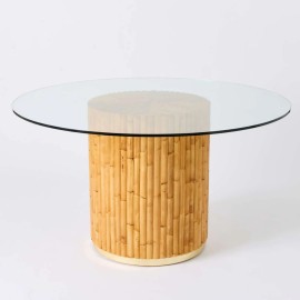 Riviera rattan round table with glass top by Kok Maison