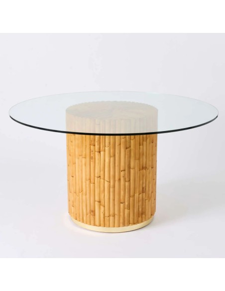 Table ronde en rotin Riviera avec plateau en verre par Kok Maison