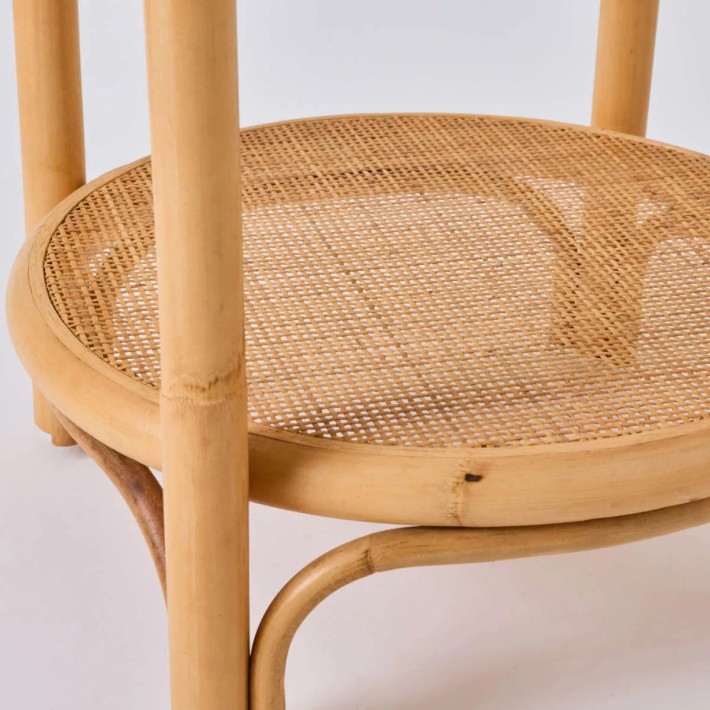 Détail sous plateau table basse petit modèle en rotin gros diamètre collection riviera