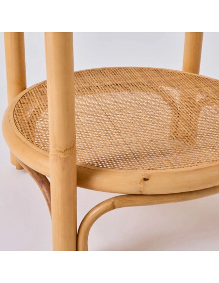 Détail sous plateau table basse petit modèle en rotin gros diamètre collection riviera