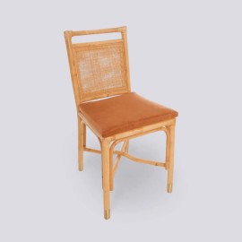 Chaise en rotin collection RIVIERA avec coussin velours ocre