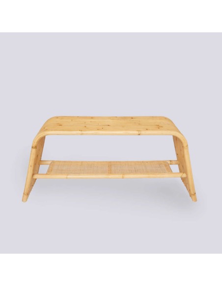 Front view of rattan bench from the Riviera collection at Kok MAISON