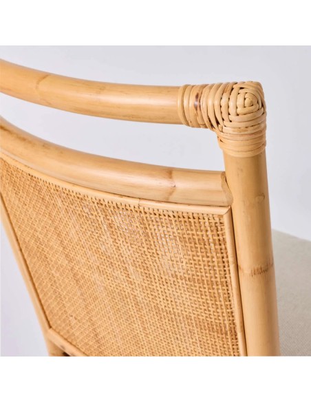 Detail of the rattan weaving and caning on the Riviera chair collection by Kok Maison