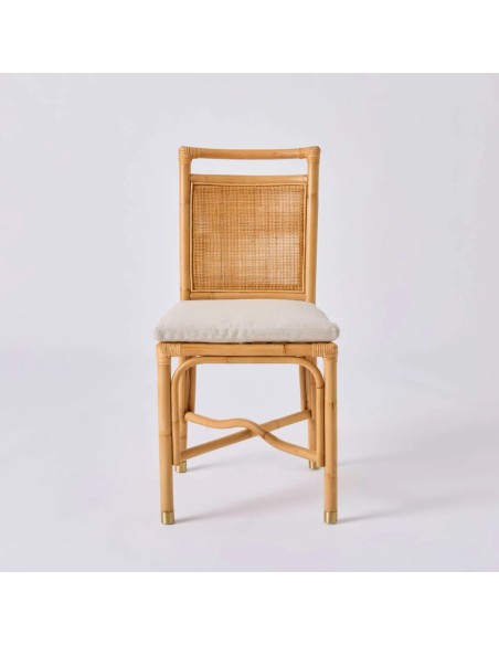 Vue de face chaise en rotin Riviera avec tissu beige