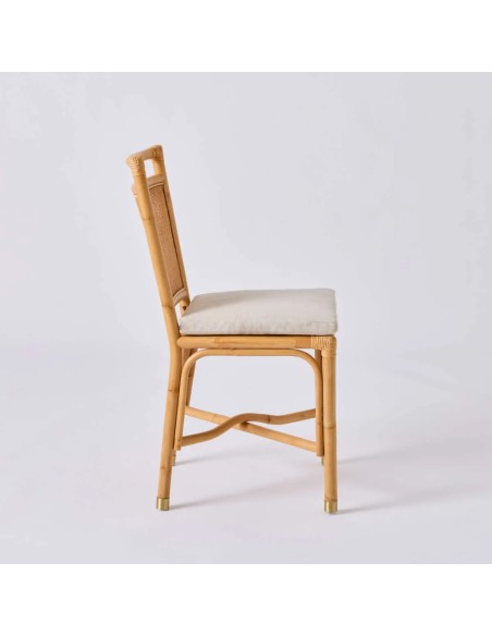 Riviera chair profile, entirely in rattan with beige cushion