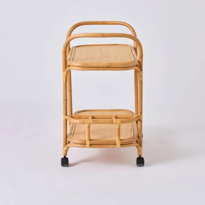 Rattan service trolley with wheels at Kok maison