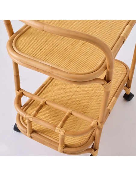 Detail of Riviera rattan rolling bottle rack