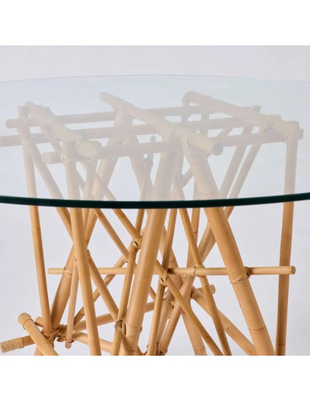 Zoom glass top rattan table Mikado