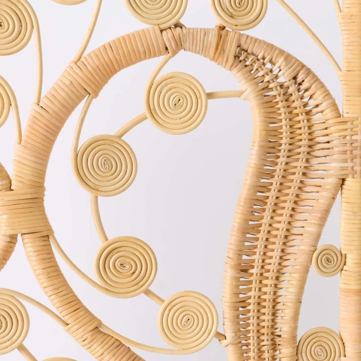 Detail of the curved rattan on the Maharaja headboard by KOK