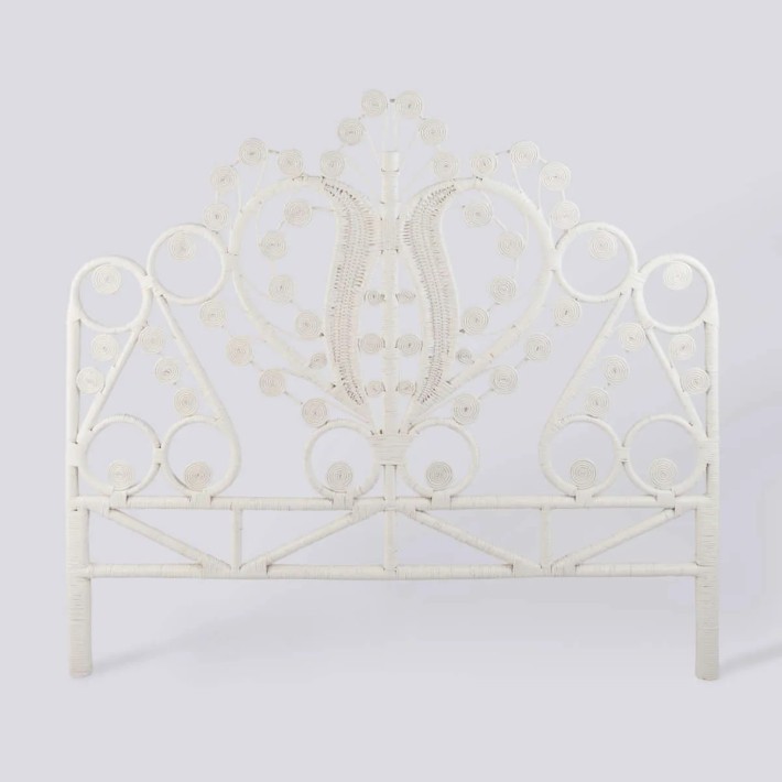 Tête de lit en rotin laqué blanc Maharaja