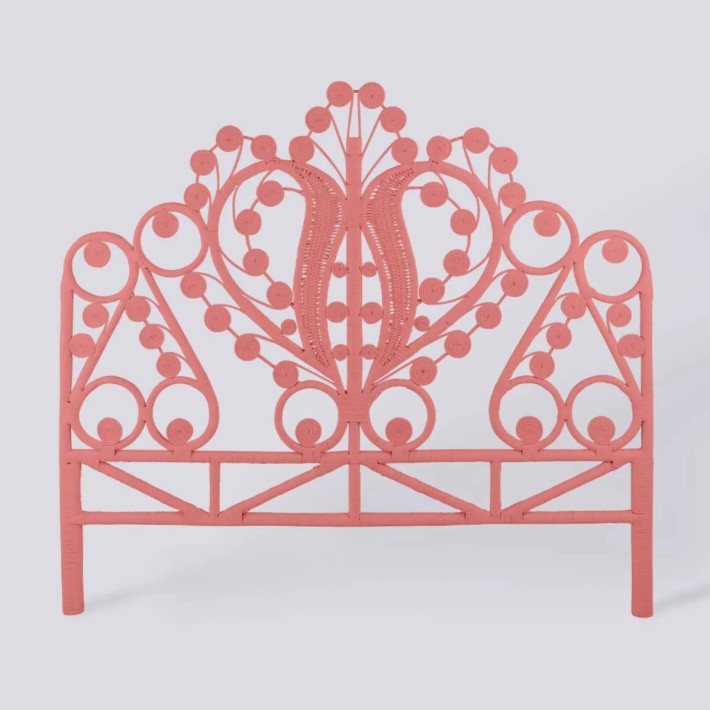 Tête de lit en rotin laqué rose Maharaja