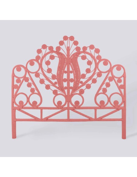 Maharaja pink lacquered rattan headboard