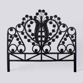 Tête de lit en rotin laqué noir Maharaja