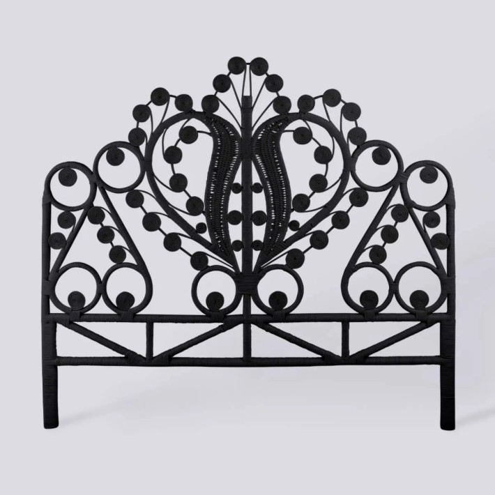 Tête de lit en rotin laqué noir Maharaja