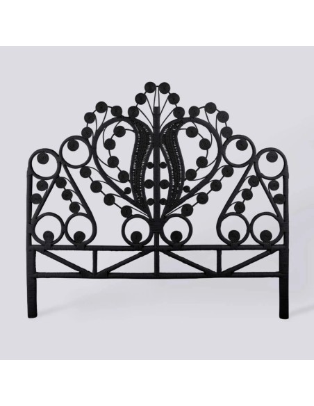 Tête de lit en rotin laqué noir Maharaja
