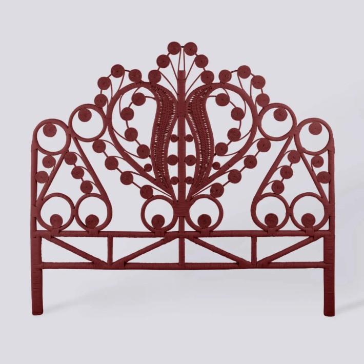 Maharaja burgundy lacquered rattan headboard