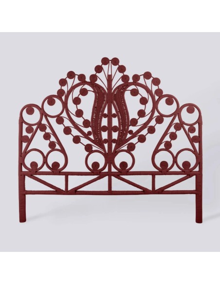 Maharaja burgundy lacquered rattan headboard